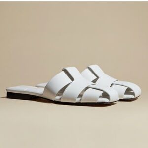 KHAITE White Leather Perry Fisherman Mule Sandal